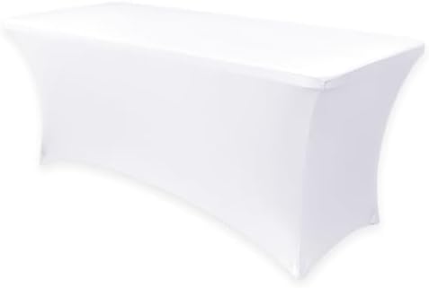 Obstal Spandex Table Cover 8ft Fitted Tablecloth Rectangular, White by Obstal