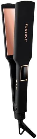 FoxyBae Flat Iron Hair Straightener - TRÉS Sleek 1.75" Wide Plate Titanium Flat-Iron - Dual Voltage Portable Professional Hair Straightener - Hot Tools - Locks Moisture & Shine [Black Rose-Gold] by FoxyBae