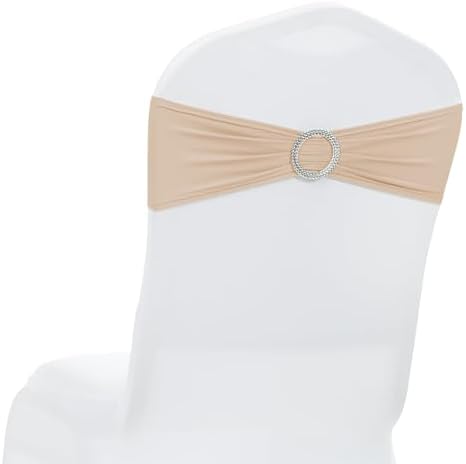 Pack of 10 Spandex Chair Sashes for Wedding Party & Event – Champagne Gold by MDS
