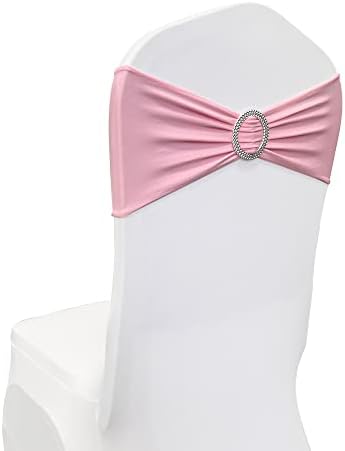 Spandex Chair Sashes Bands, Pink, 50PCS - Image 3
