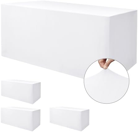 Rectangle Spandex Fitted Tablecloths For Vendor 4 Pcs 96X30 Inch White by Nasitoshomedecor