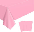 NatNarr 3 Pcs Plastic Pink Tablecloths, Scalloped Rectangle Table Cloths by NatNarr