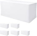 Nasitos Spandex Fitted Tablecloths for 6 Foot Rectangle Tables 6 Pcs White by Nasitoshomedecor