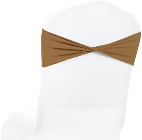 MDS Pack of 75 Spandex Chair Sashes Without Slider Buckles – Mocha by MDS
