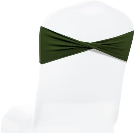 MDS Pack of 250 Spandex Chair Sashes Without Slider Buckles – Olive Green by MDS
