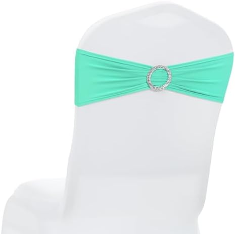 MDS Pack of 10 Spandex Chair Sashes for Wedding Party & Event – Sea Green by MDS
