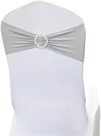 Spandex Chair Sashes Bands, Silver, 50PCS - Image 5