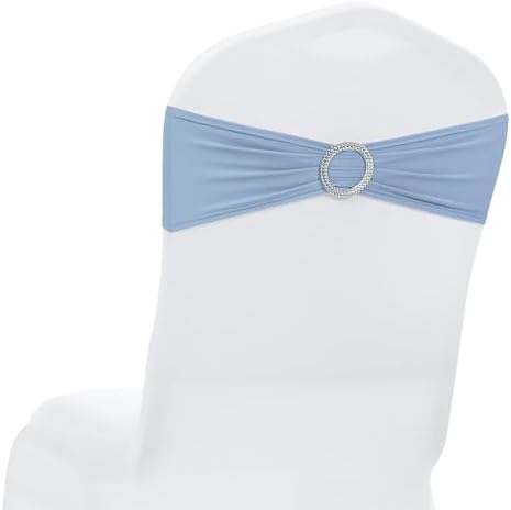MDS Pack of 75 Spandex Chair Sashes for Wedding Party & Event – Baby Blue by MDS