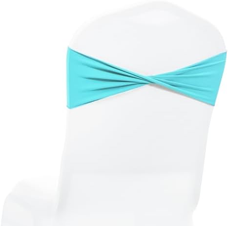 Pack of 25 Spandex Chair Sashes Without Slider Buckles – Aqua Blue by MDS