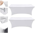 Eurmax USA 2-Pack Rectangular Fitted Spandex Table Covers 8ft Tablecloth Wedding Event Patio Table Decorations Stretch Table Cover for 8ft Folding Table (White) by Eurmax