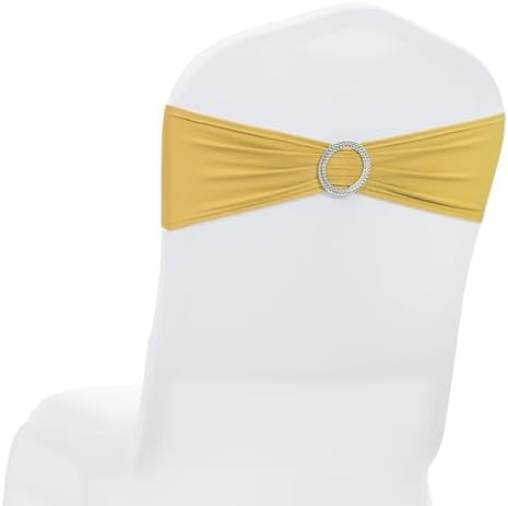MDS Pack of 200 Spandex Chair Sashes for Wedding Party & Event – Gold by MDS
