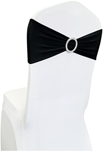 Spandex Chair Sashes Bands, Black, 30PCS - Image 3