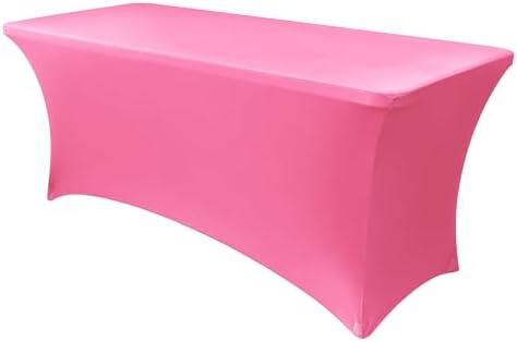 Obstal Spandex Table Cover 4ft Fitted Tablecloth Rectangular, Dark Pink by Obstal