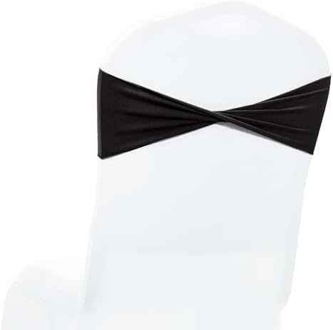 MDS Pack of 50 Spandex Chair Sashes Without Slider Buckles – Black by MDS