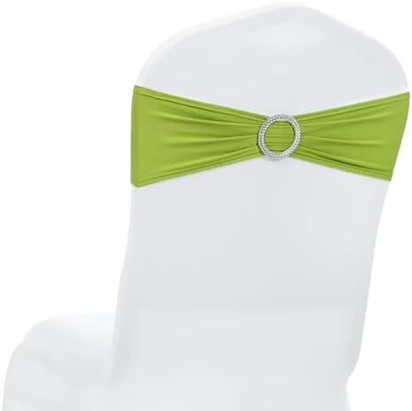 MDS Pack of 75 Spandex Chair Sashes for Wedding Party & Event – Apple Green by MDS