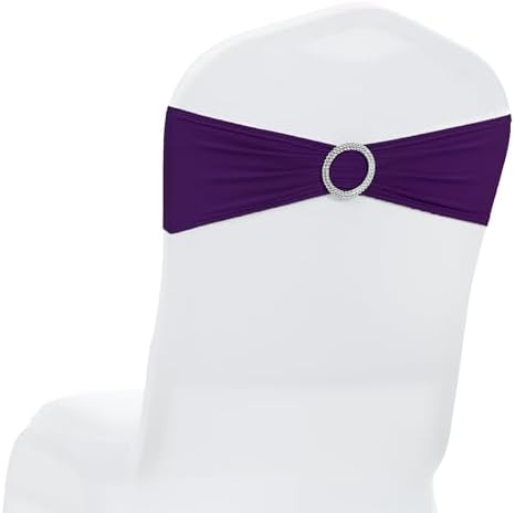 Pack of 250 Spandex Chair Sashes for Wedding Party & Event – Cadbury Purple by MDS