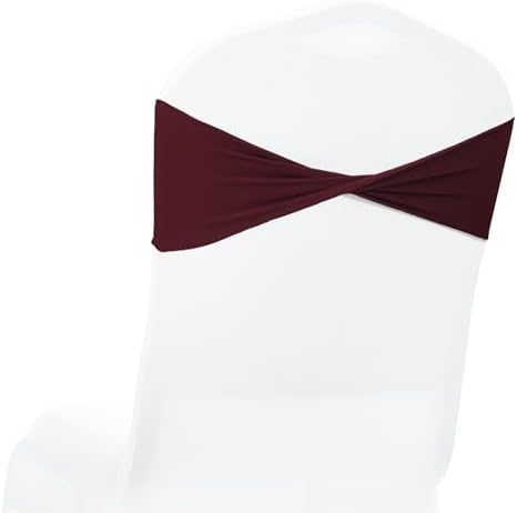 MDS Pack of 75 Spandex Chair Sashes Without Slider Buckles – Burgundy by MDS