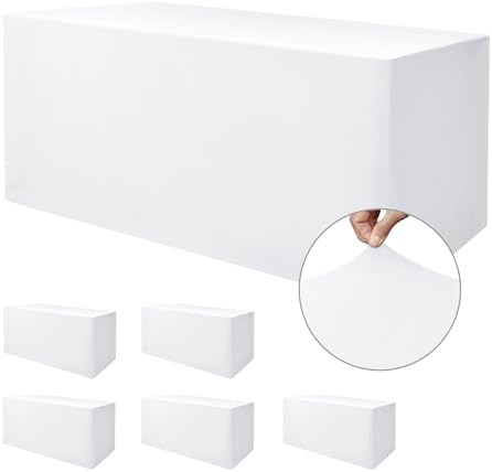 Rectangle Spandex Fitted Tablecloths For Vendor 6 Pcs 48X24 Inch White by Nasitoshomedecor