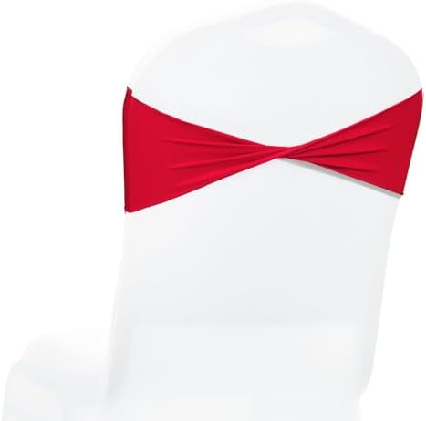 MDS Pack of 10 Spandex Chair Sashes Without Slider Buckles – Red by MDS