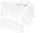 TURSTIN 4 Pack White Satin Tablecloth 102 x 58 Inch Overlay Table Cover by TURSTIN