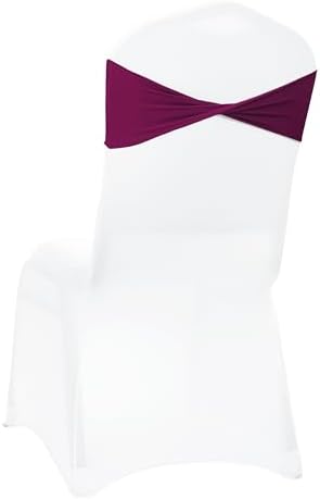 MDS Pack of 25 Spandex Chair Sashes Without Slider Buckles – Eggplant - Image 5