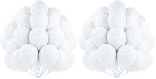 PartyWoo White Balloons 50pcs 12 Inch Latex Helium White Balloons (Pack of 2) by PartyWoo