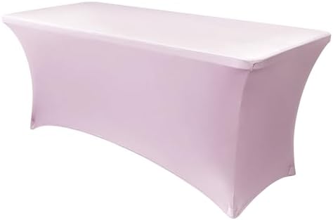 Obstal Spandex Table Cover 8ft Fitted Tablecloth Rectangular, Light Pink by Obstal