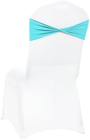 Pack of 25 Spandex Chair Sashes Without Slider Buckles – Aqua Blue - Image 5