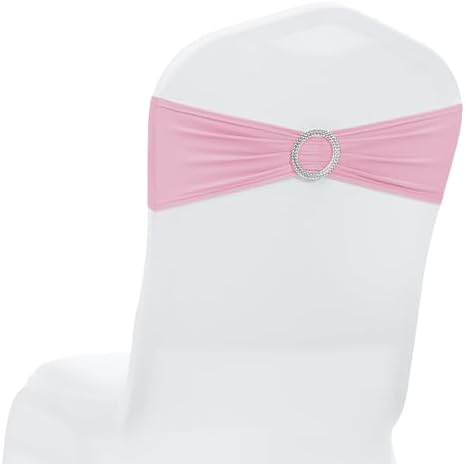 MDS Pack of 10 Spandex Chair Sashes for Wedding Party & Event – Pink by MDS