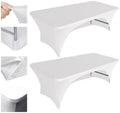 Eurmax USA 2-Pack Spandex Table Cover 4 ft. Fitted 30+ Colors Polyester Tablecloth Stretch Spandex Table Cover-Table Toppers,4 FT Table Cover Open Back (White) by Eurmax