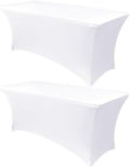 Obstal 4ft Stretch Spandex Table Cover for Folding Tables, 2 Pack, White by Obstal