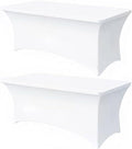 6FT White Table Cloth - 2 Pack Fitted Stretch Rectangle Spandex Tablecloth, Washable Table Cover for Party, Picnic, Wedding, Banquet, Birthday and Festival(30" x 72") by Lemict