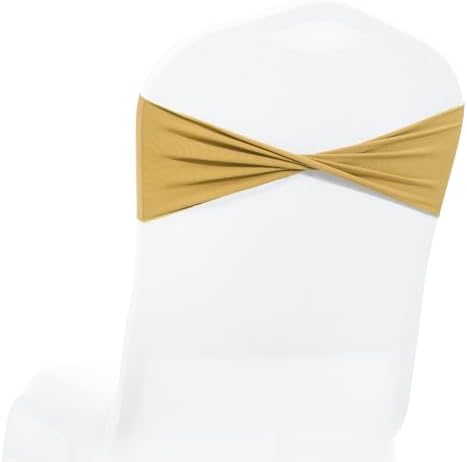MDS Pack of 125 Spandex Chair Sashes Without Slider Buckles – Gold by MDS
