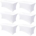 Obstal 6 Pack Stretch Spandex Table Covers for 6 Foot Tables, White by Obstal