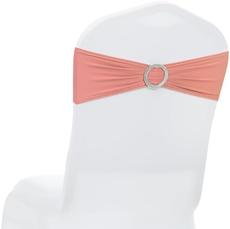 MDS Pack of 50 Spandex Chair Sashes for Wedding Party & Event – Coral Peach by MDS