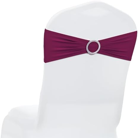 MDS Pack of 25 Spandex Chair Sashes for Wedding Party & Event – Eggplant by MDS