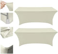 Eurmax USA 2-Pack Rectangular Fitted Spandex Table Covers 6ft Tablecloth Wedding Event Patio Table Decorations Stretch Table Cover for 6ft Folding Table (Ivory) by Eurmax