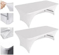 Eurmax USA 2-Pack Spandex Table Cover 5 ft. Fitted 30+ Colors Polyester Tablecloth Stretch Spandex Table Cover-Table Toppers,5 FT Table Cover Open Back（White） by Eurmax