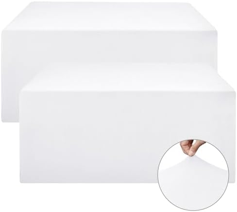Rectangle Spandex Fitted Tablecloths For Vendor 2 Pcs 96X30 Inch White by Nasitoshomedecor
