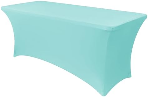 Obstal Spandex Table Cover 4ft Fitted Tablecloth Rectangular, Fresh Blue by Obstal