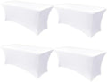 Obstal 6ft Stretch Spandex Table Cover - 4 Pack Universal Rectangular Fitted Tablecloth Protector for Wedding, Banquet and Party, White by Obstal