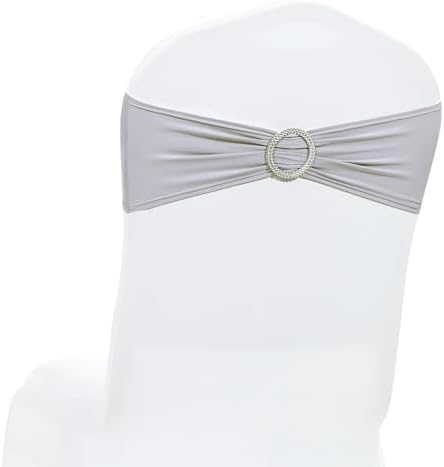 Pack of 50 Spandex Chair Sashes for Wedding Party & Event – Light Silver by MDS