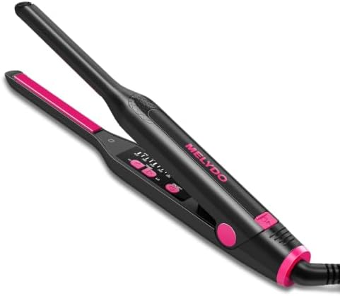 Small Flat Irons for Short Hair, 3/10" Pencil Flat Iron with Adjustable Temp Mini Hair Straightener for Edges Pixie Cut and Bangs, Tiny Hair Straightener with Floating Plates, Auto Shut Off by MELYDO