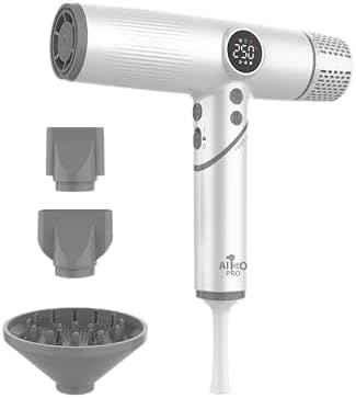 AIKO PRO Salon Ionic Hair Dryer, 1800W High-Speed Foldable Travel Blow Dryer, Brushless Motor for Fast Drying & Frizz Control, 3 Temps & 3 Speeds, Lightweight, Portable & Quiet with 3 Magnetic Nozzles by AIKOPRO