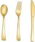 N9R 160PCS Gold Plastic Silverware, Disposable Plastic Cutlery/Utensils by N9RTABLEWARE