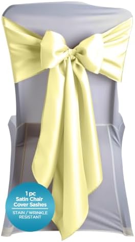 Leading Linens 1 pc Yellow 108"x8" Satin Bow Sash Chair Cover Decoration by LeadingLinens