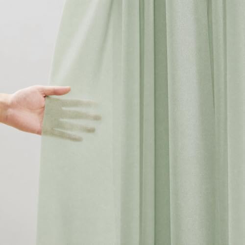 Sage Green Wedding Arch Draping Fabric Sheer Curtain Drapes 3 Panels | 20 ft Extra Long Shimmery Backdrop Curtains for Wedding Anniversary Party Summer Outdoor Events Drapery Photo Background - Image 4
