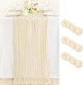 Cheesecloth Table Runner Beige Cream Fall Wedding Table Runner 10ft, 3 Pack by MLMC