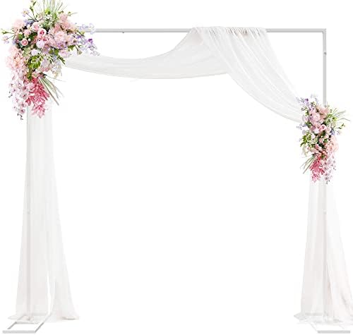 Heavy Duty Backdrop Stand, 8ft x 8ft, Adjustable Pipe and Drape Kit, White by Putros