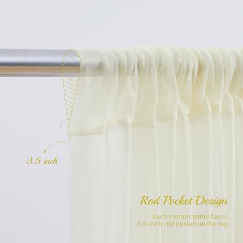 30x10ft Ivory Tulle Backdrop Curtain with Lights String for Parites, Sheer Backdrop Curtains for Wedding Baby Shower Birthday Party Photo Shoot Decorations - Image 5